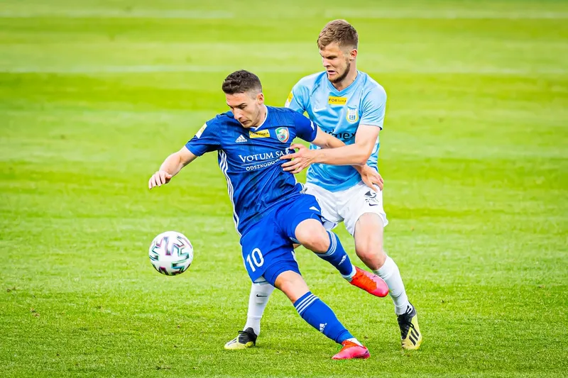 Pilka nozna. Fortuna I liga. Stomil Olsztyn - Miedz Legnica. 11.07.2020