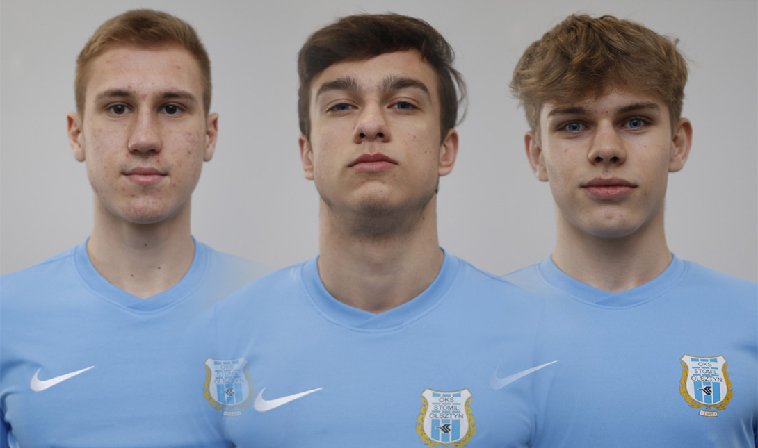 Mateusz Błaut, Mateusz Sobotka oraz Oskar Wojnach w juniorach Stomilu