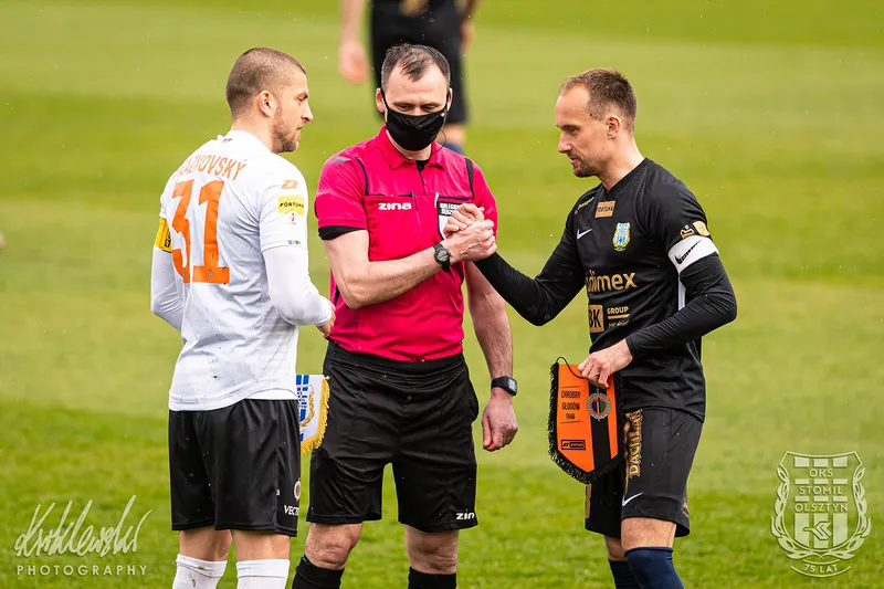 Pilka nozna. Fortuna I liga. Stomil Olsztyn - Chrobry Glogow. 08.05.2021