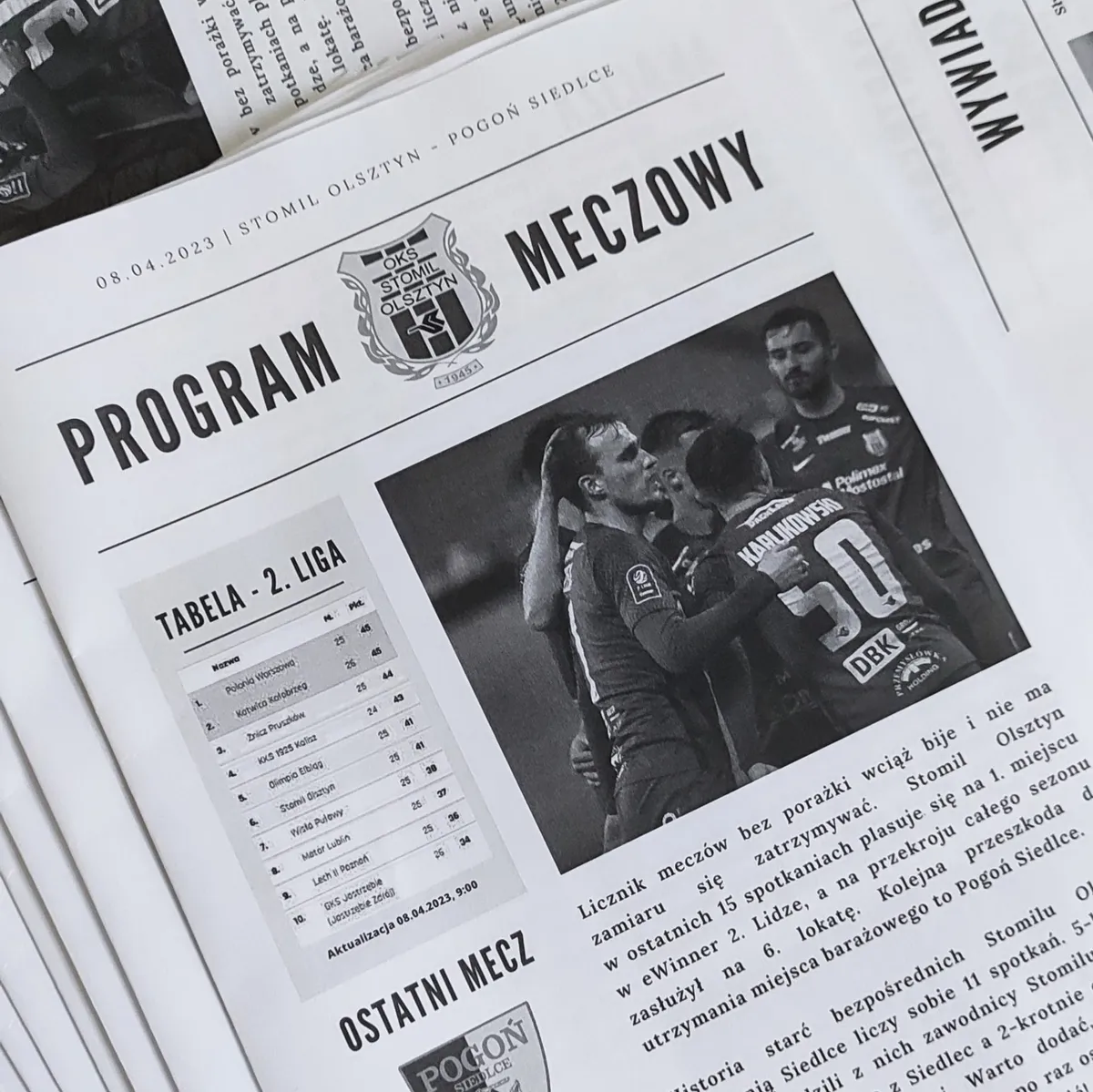 Program meczowy Stomil Olsztyn - Pogoń Siedlce. Rozmowa z Ernestem Dzięciołem