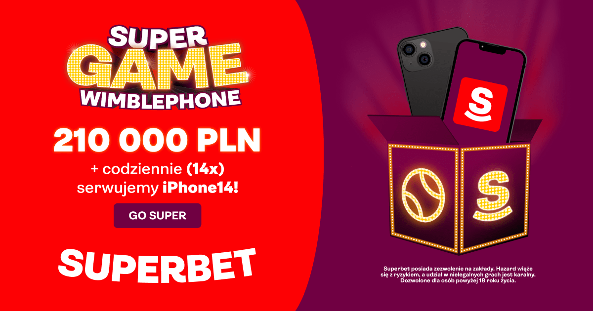 14 szans na wygranie iPhone14 i gotówki w SuperGame na Wimbledon!