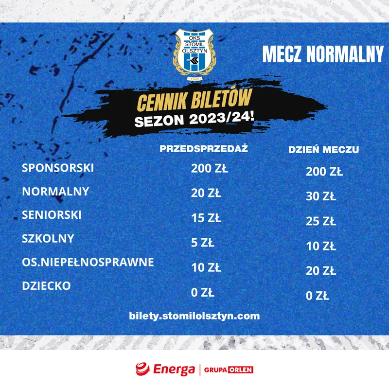 Cennik biletów mecze normalne