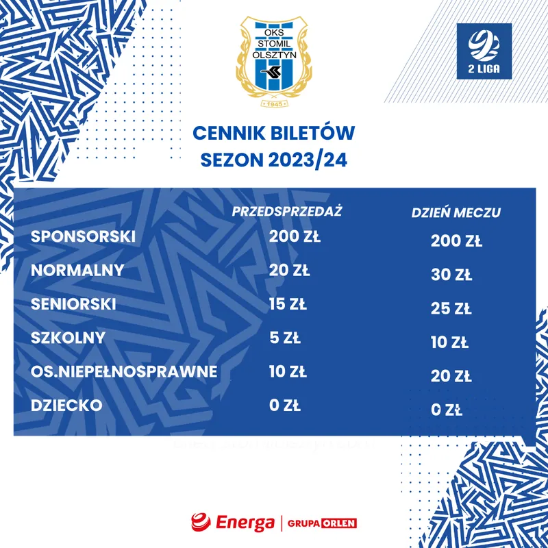 Cennik biletów normalnych