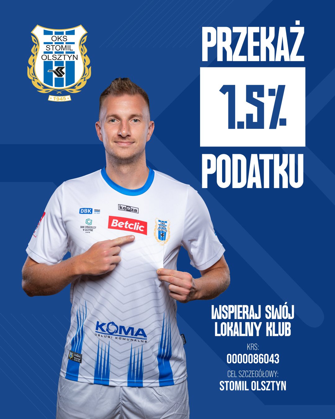 Przekaż 1,5% podatku na Stomil Olsztyn!